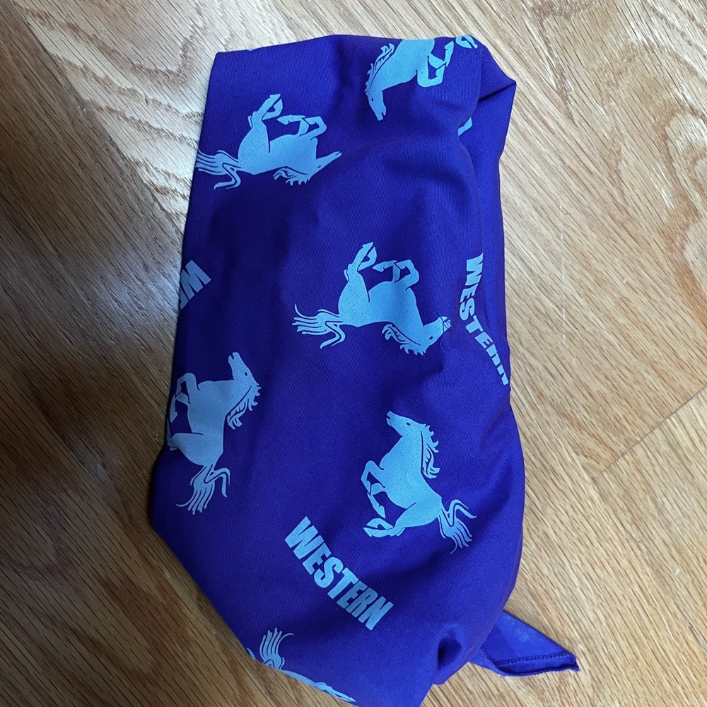Purple Western University Bandana with Horse Print
